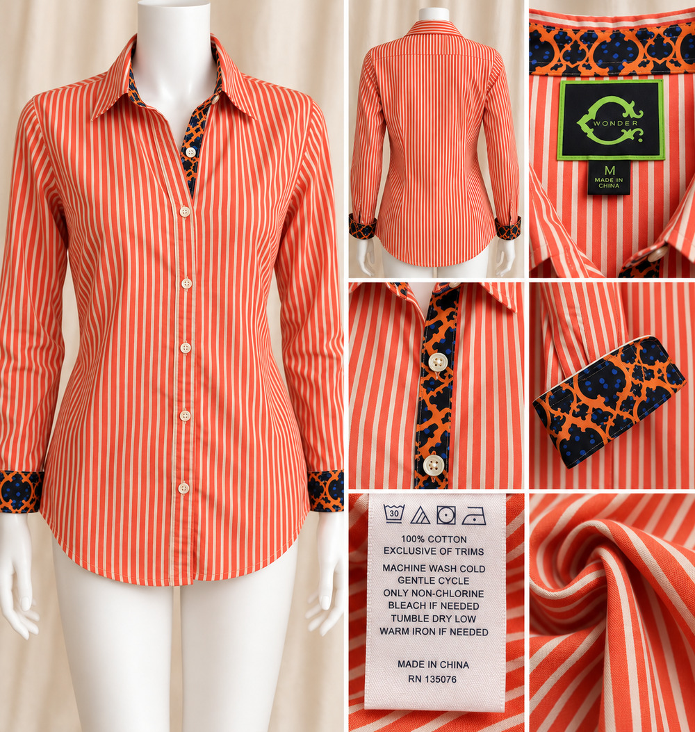 Wonder C Size M Button Up Shirt Striped Academia Preppy Eclectic Twee Whimsical